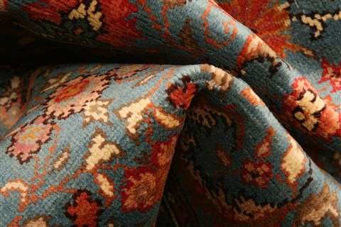 Tabriz Blue Hand Knotted 211 X 411  Area Rug 253-22128 Image 3