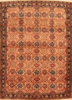 Varamin Brown Hand Knotted 3'6" X 4'10"  Area Rug 100-22140