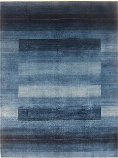 Indian Gabbeh Blue Rectangle 9x12 ft Wool Carpet 22141