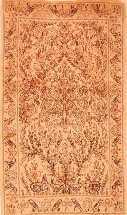 Kerman Beige Hand Knotted 31 X 55 Area Rug 100-22166 Image 0