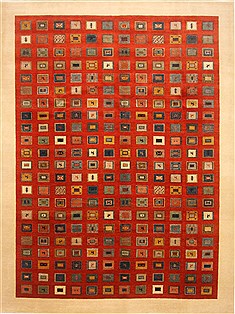 Indian Gabbeh Multicolor Rectangle 9x12 ft Wool Carpet 22178
