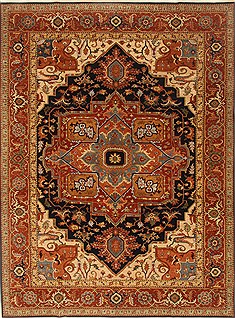 Indian Serapi Blue Rectangle 9x12 ft Wool Carpet 22180