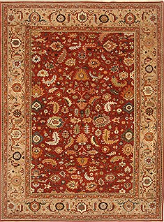 Indian Serapi Red Rectangle 9x12 ft Wool Carpet 22189
