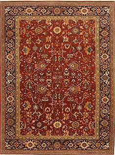 Indian Serapi Red Rectangle 9x12 ft Wool Carpet 22201