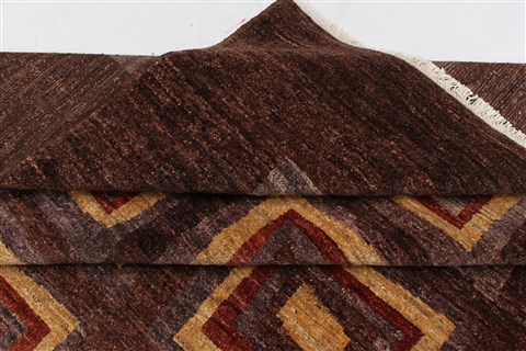 Gabbeh Brown Hand Knotted 94 X 118 Area Rug 250-22204 Image 16