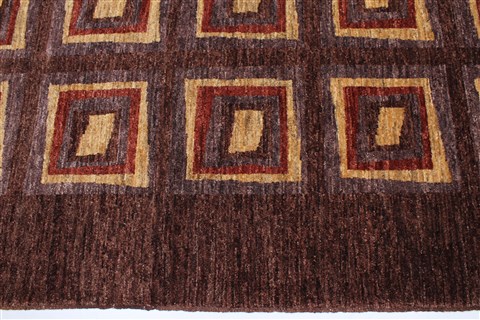Gabbeh Brown Hand Knotted 94 X 118 Area Rug 250-22204 Image 2