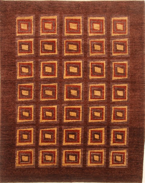 Gabbeh Brown Hand Knotted 94 X 118 Area Rug 250-22204 Image 0