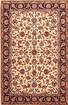 Persian Kerman White Rectangle 4x6 ft Wool Carpet 22222