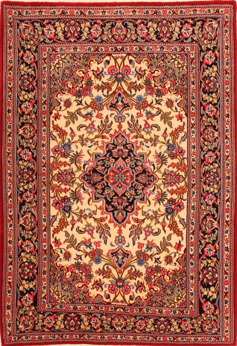 Qum Red Hand Knotted 37 X 52  Area Rug 100-22264 Image 0