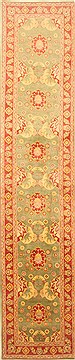 Pakistani Pishavar Green Runner 13 to 15 ft Wool Carpet 22268