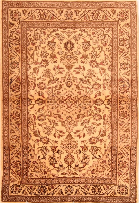 Kashan Beige Hand Knotted 34 X 411  Area Rug 253-22275 Image 0