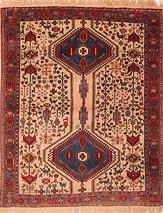 Shahre Babak White Hand Knotted 4'1" X 5'1"  Area Rug 100-22283