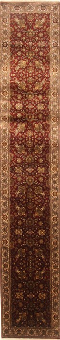 Kashan Red Runner Hand Knotted 26 X 135 Area Rug 250-22323 Image 0
