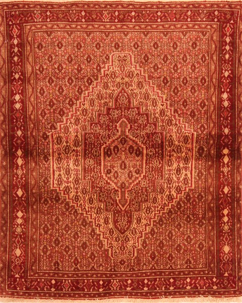 Sanandaj Red Hand Knotted 39 X 49 Area Rug 100-22325 Image 0