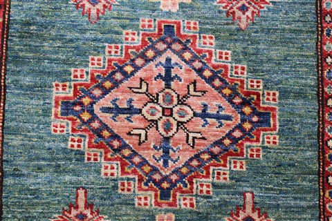 Kazak Green Runner Hand Knotted 28 X 1210  Area Rug 250-22348 Image 10
