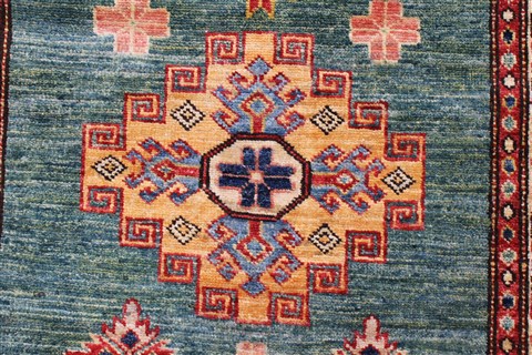 Kazak Green Runner Hand Knotted 28 X 1210  Area Rug 250-22348 Image 11