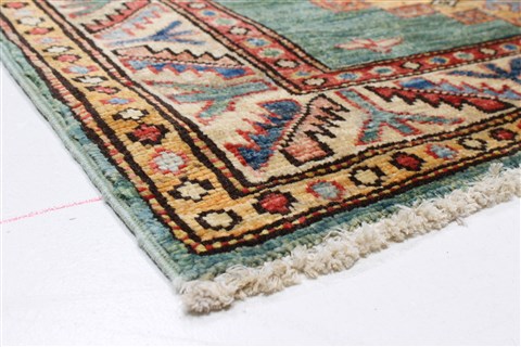 Kazak Green Runner Hand Knotted 28 X 1210  Area Rug 250-22348 Image 14