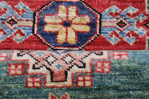 Kazak Green Runner Hand Knotted 28 X 1210  Area Rug 250-22348 Image 5