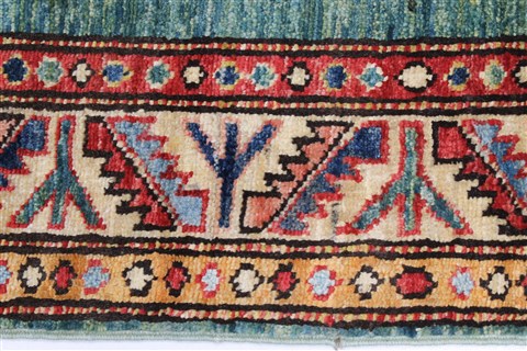 Kazak Green Runner Hand Knotted 28 X 1210  Area Rug 250-22348 Image 9