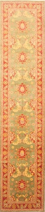 Pishavar Green Runner Hand Knotted 210 X 135  Area Rug 250-22353 Image 0