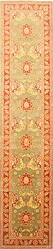 Pakistani Pishavar Green Runner 13 to 15 ft Wool Carpet 22353