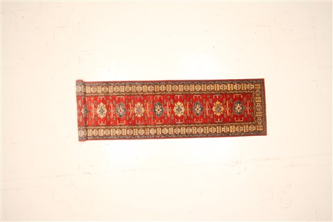 Kazak Red Runner Hand Knotted 29 X 128  Area Rug 250-22359 Image 1