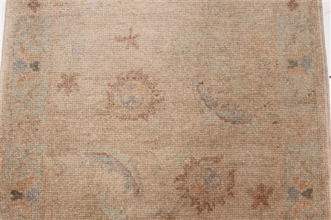Oushak Beige Runner Hand Knotted 30 X 143  Area Rug 250-22367 Image 4