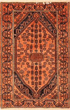 Afshar Orange Hand Knotted 3'5" X 5'5"  Area Rug 100-22374