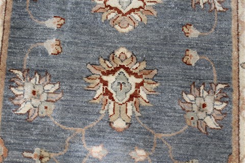Ziegler Blue Runner Hand Knotted 26 X 131  Area Rug 250-22385 Image 3