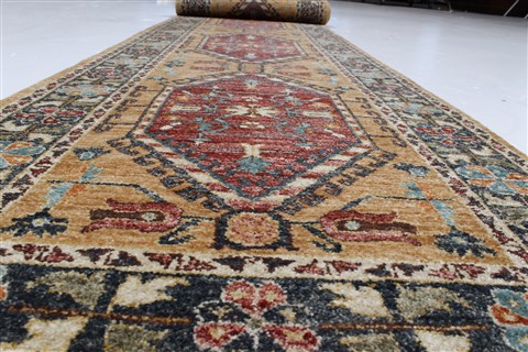 Chobi Yellow Runner Hand Knotted 27 X 122 Area Rug 250-22390 Image 2