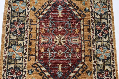 Chobi Yellow Runner Hand Knotted 27 X 122 Area Rug 250-22390 Image 4