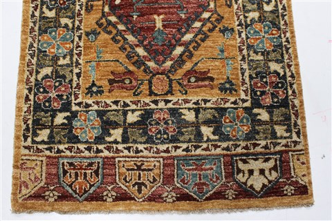 Chobi Yellow Runner Hand Knotted 27 X 122 Area Rug 250-22390 Image 5