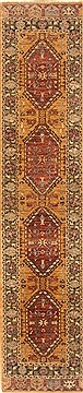 Indian Chobi Yellow Runner 10 to 12 ft Wool Carpet 22390