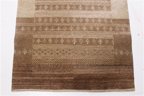 Gabbeh Beige Runner Hand Knotted 26 X 118 Area Rug 250-22400 Image 6