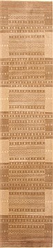 Gabbeh Beige Runner Hand Knotted 2'6" X 11'8"  Area Rug 250-22400