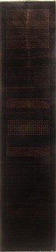Indian Gabbeh Black Runner 10 to 12 ft Wool Carpet 22404