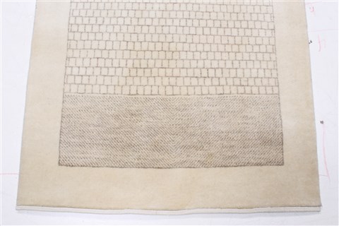Gabbeh Beige Runner Hand Knotted 27 X 119 Area Rug 250-22406 Image 7