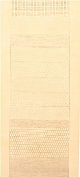 Gabbeh Beige Runner Hand Knotted 2'7" X 11'9"  Area Rug 250-22406