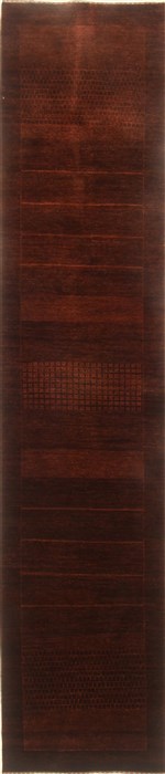 Gabbeh Brown Runner Hand Knotted 28 X 121  Area Rug 250-22408 Image 0