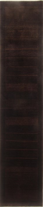 Gabbeh Black Runner Hand Knotted 27 X 122  Area Rug 250-22420 Image 0