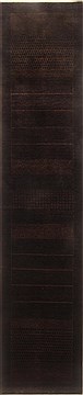 Gabbeh Black Runner Hand Knotted 2'7" X 12'2"  Area Rug 250-22420