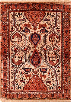 Shahre Babak Cream Hand Knotted 3'8" X 5'1"  Area Rug 100-22439