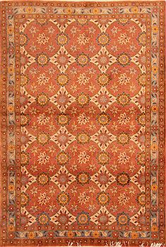 Varamin Orange Hand Knotted 3'4" X 4'11"  Area Rug 100-22446