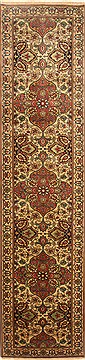 Indian Kayseri Beige Runner 10 to 12 ft Wool Carpet 22453