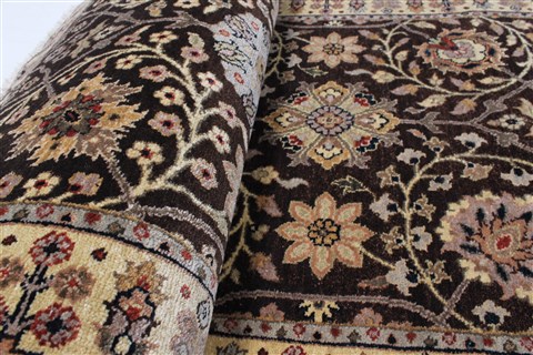 Tabriz Brown Runner Hand Knotted 27 X 128 Area Rug 250-22455 Image 12