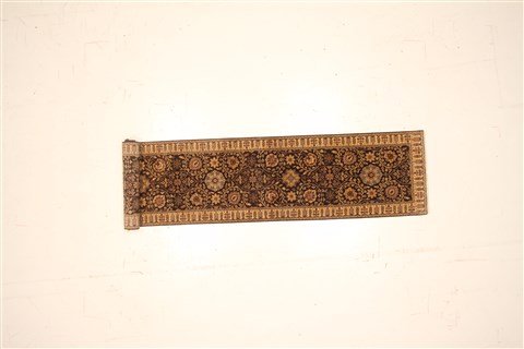 Tabriz Brown Runner Hand Knotted 27 X 128 Area Rug 250-22455 Image 1