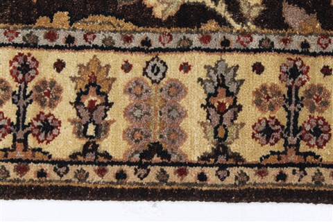 Tabriz Brown Runner Hand Knotted 27 X 128 Area Rug 250-22455 Image 3