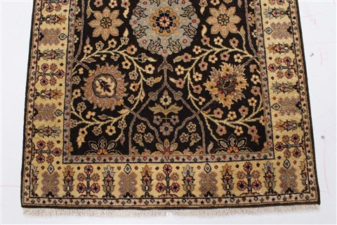 Tabriz Brown Runner Hand Knotted 27 X 128 Area Rug 250-22455 Image 5