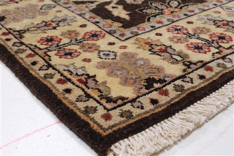 Tabriz Brown Runner Hand Knotted 27 X 128 Area Rug 250-22455 Image 7