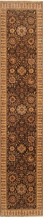 Tabriz Brown Runner Hand Knotted 27 X 128 Area Rug 250-22455 Image 0